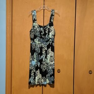 Flowered dress, black and pastel